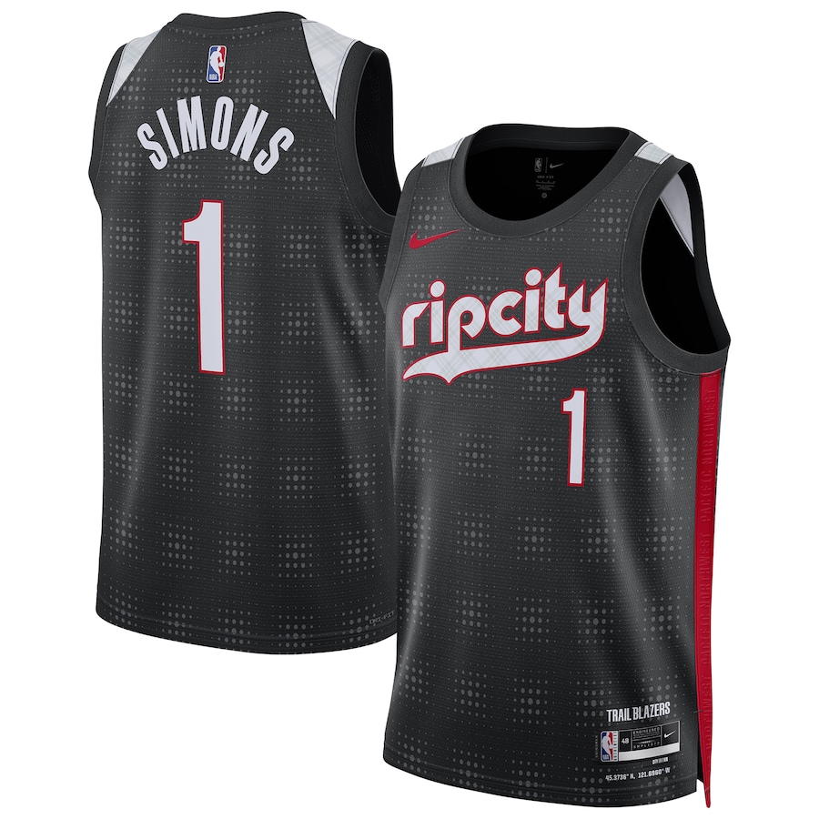 Men Portland Trail Blazers #1 Anfernee Simons Nike Black City Edition 2024-25 Swingman Player NBA Jersey